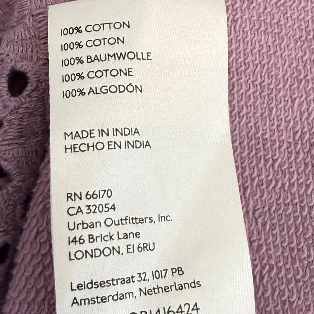 By Anthropologie women's oversized eyelet sweatshirt lavender purple medium